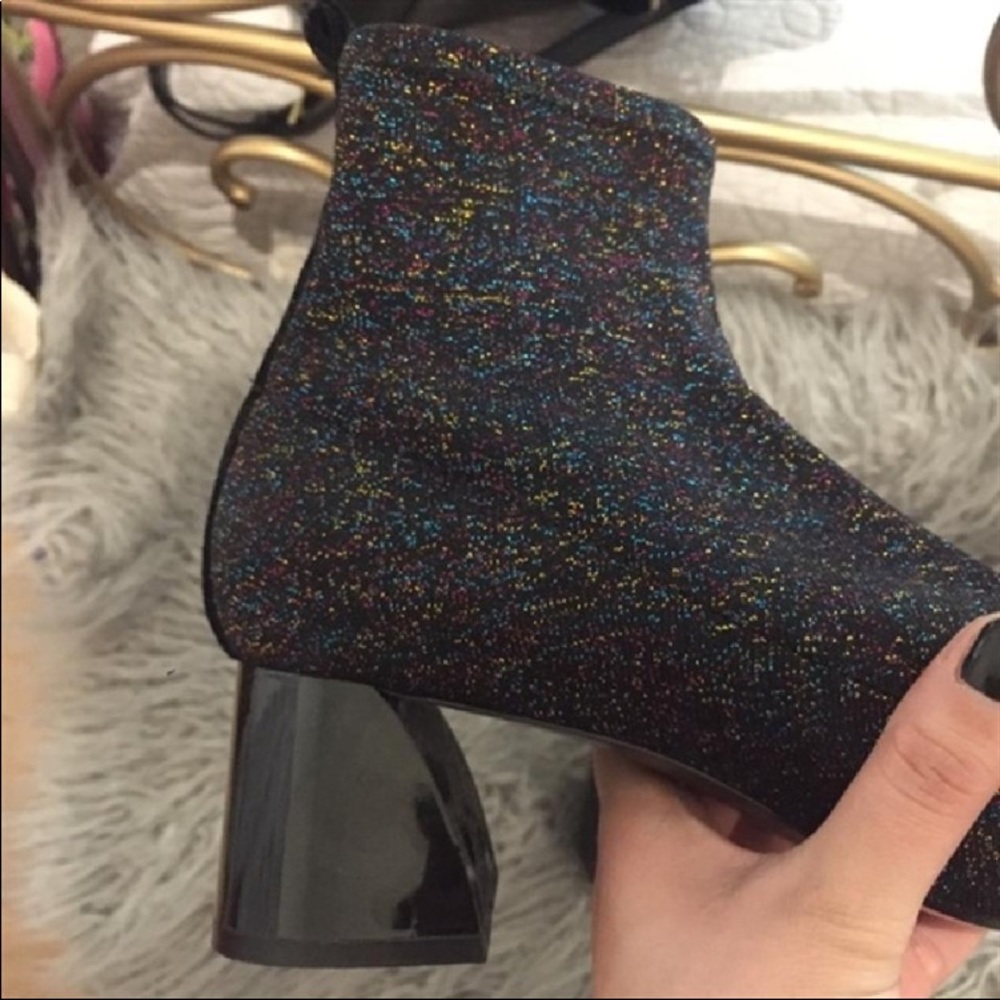 ZARA SHIMMER HIGH HEEL SOCK BOOTIES (39 EU | 8 US)